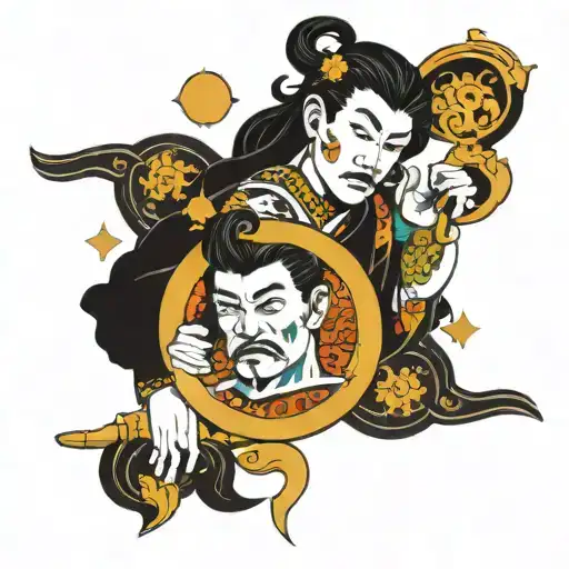 zodiac sign libra holding gemini and taurus tattoo design idea