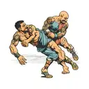 fighter wrestling match tattoo design idea