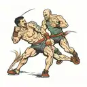 fighter wrestling match tattoo design idea