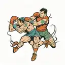 fighter wrestling match tattoo design idea