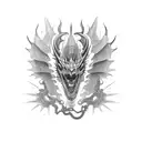 Motorcycle engine transformed into a mechanical dragon tattoo design idea