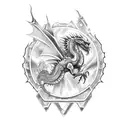 Motorcycle engine transformed into a mechanical dragon tattoo design idea