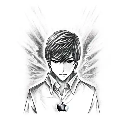 Light Yagami with the Sharrigan holding a bloody apple tattoo design idea
