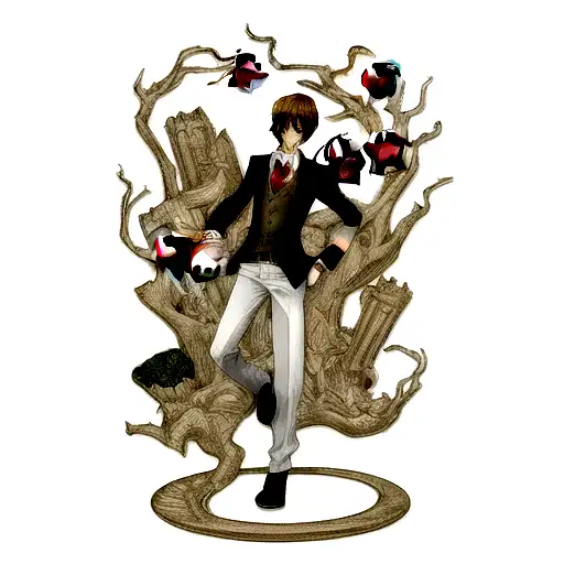 Light Yagami with the Sharrigan holding a bloody apple tattoo design idea