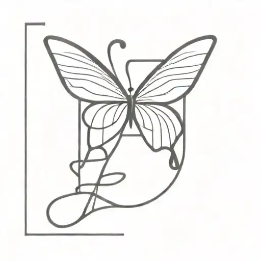 The letter E in a style that looks like a butterfly wing with a heart at one end and a paw print on the other tattoo design idea