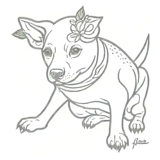 strawberry dog pose print tattoo design idea