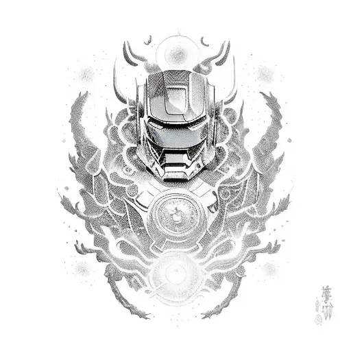 Dragon, superheroes, cosmos, Ironman,  tattoo design idea