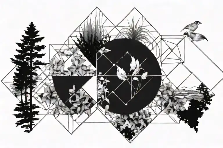 nature geometric symmetry tattoo design idea