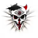 skull with a sharingan  tattoo design idea