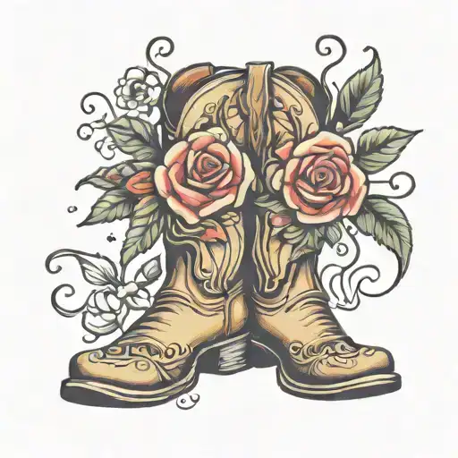 cowboy boots flowers  tattoo design idea