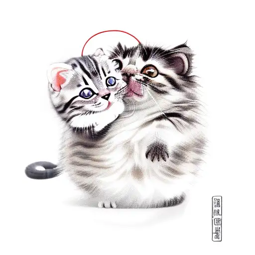 a cute kitten with a cute hamster tattoo design idea