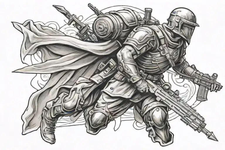 Christian soldier tattoo design idea