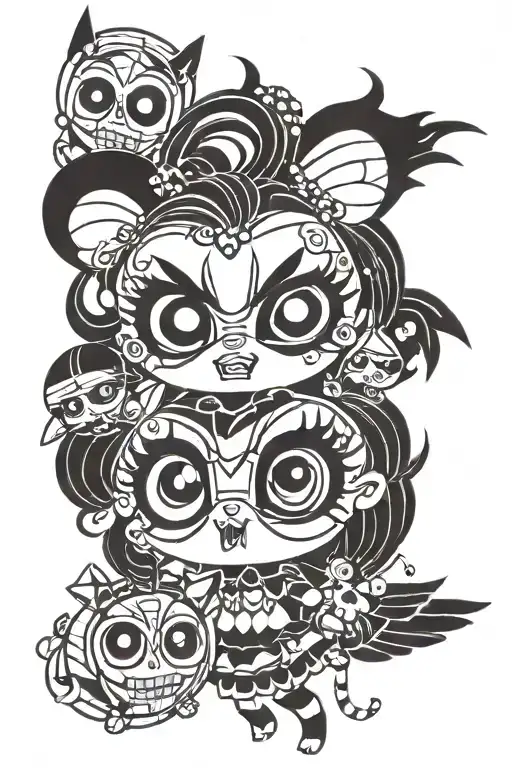 creepy powerpuff girls tattoo design idea
