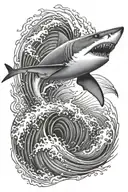 shark jumping ocean red waves tattoo design idea