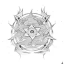 wind rose with colors and dragons  tattoo design idea