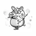 muscular peppa pig tattoo design idea