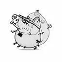 muscular peppa pig tattoo design idea