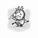 muscular peppa pig tattoo design idea