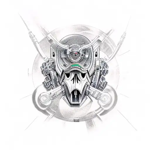 turbo mecha skull tattoo design idea