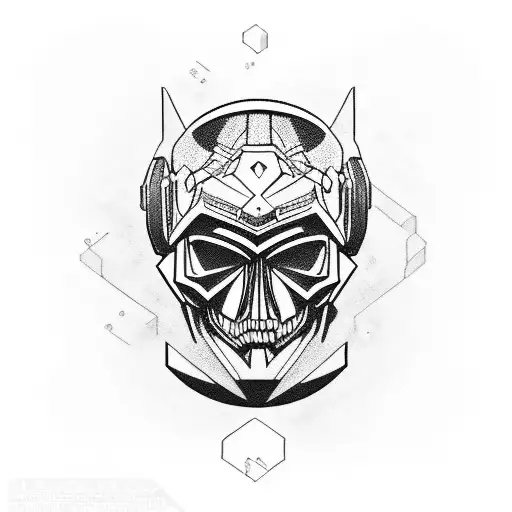 turbo spacial mecha skull tattoo design idea
