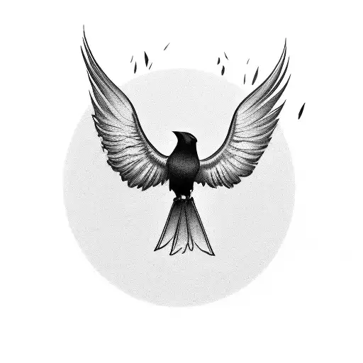 crow guiding sould to afterlife tattoo design idea