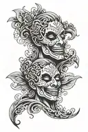 laugh now cry later tricep masks tragedy and comedy tattoo design idea