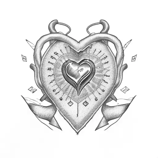 A heart-shaped vinyl record with a nurse's cap on top tattoo design idea