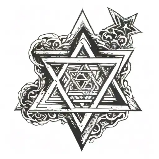star of David, shema israel prayer in shoulder tattoo tattoo design idea
