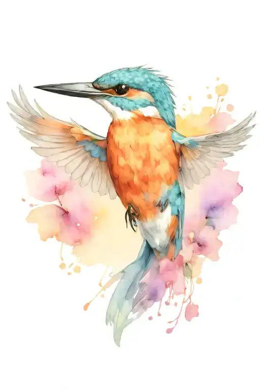 kingfisher bird flying in the sky tattoo design idea