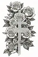 1963 impala some roses and a cross   tattoo design idea