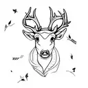 A leaping  stag with a martlet and the letters E W and E intwinded  tattoo design idea