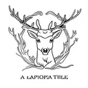 A leaping  stag with a martlet and the letters E W and E intwinded  tattoo design idea