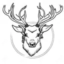A leaping  stag with a martlet and the letters E W and E intwinded  tattoo design idea