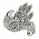 tattoo in the form of a paw with the inscription "Pet Koru" tattoo design idea
