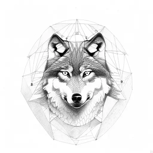 wolf in a triangle tattoo design idea