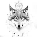 wolf profile, runes, ax, tranquility tattoo design idea