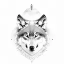 wolf profile, runes, ax, tranquility tattoo design idea