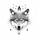 wolf profile, runes, ax, tranquility tattoo design idea