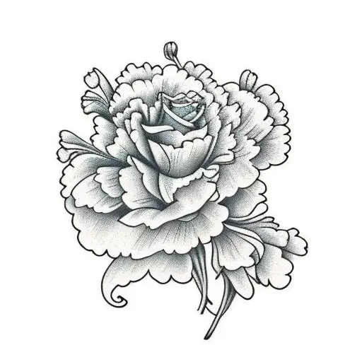 carnation, larkspur,mums, rose, marigold, sweetpea tattoo design idea
