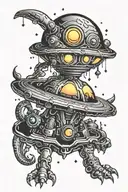 psychedelic alien ufo beaming tattoo design idea