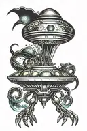 psychedelic alien ufo beaming tattoo design idea