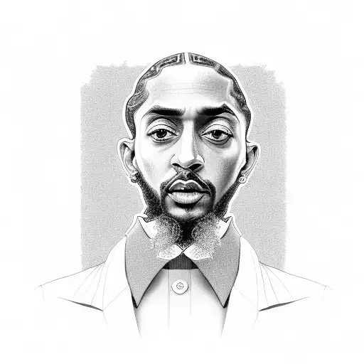 nipsey hustle front facing portrait tattoo design idea