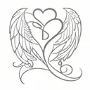 Heart from letter "A" and "B" with Angel wings. feathers od wings are made of Infinity sign tattoo design idea