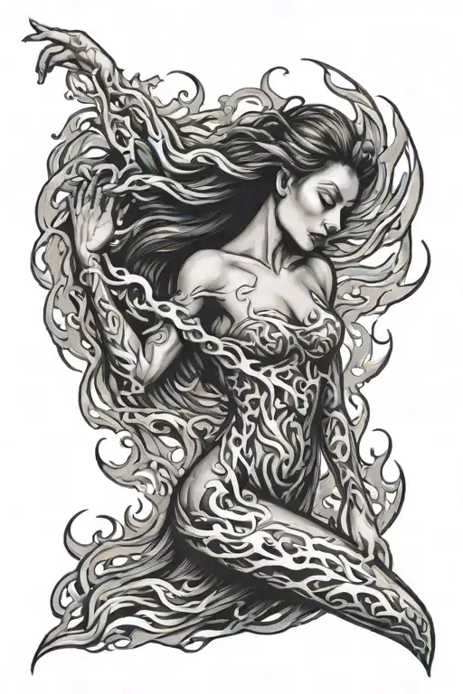 Dancing like flames left arm tattoo design idea