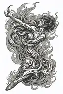 Dancing like flames left arm tattoo design idea