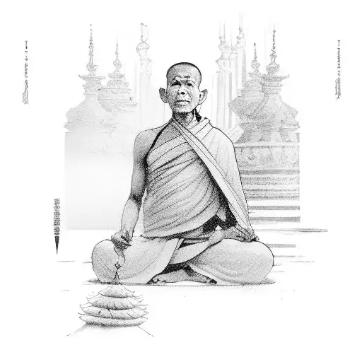 monk budist tattoo design idea