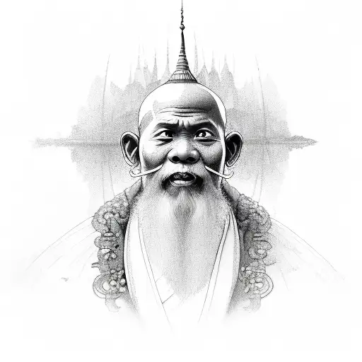 monk budist tattoo design idea