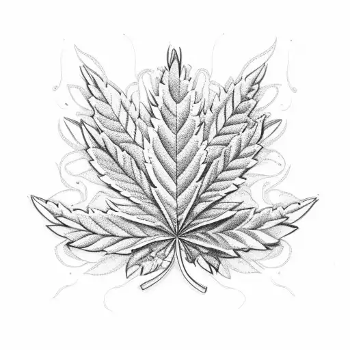 A cannabis leaf transforming into a culinary herb bouquet tattoo design idea