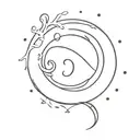A minimalist tattoo design combining a cancer zodiac symbol with a semi colon tattoo design idea