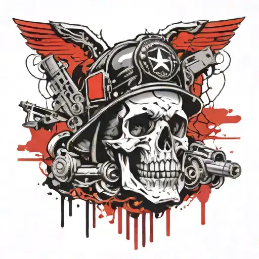 US Army Firefighter skull tattoo design idea